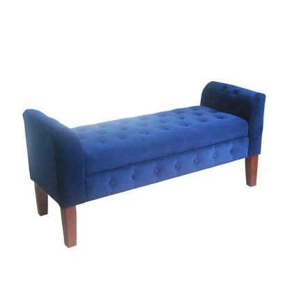 Banc/canapé de rangement en velours bleu marine Malakoff de Copper Grove