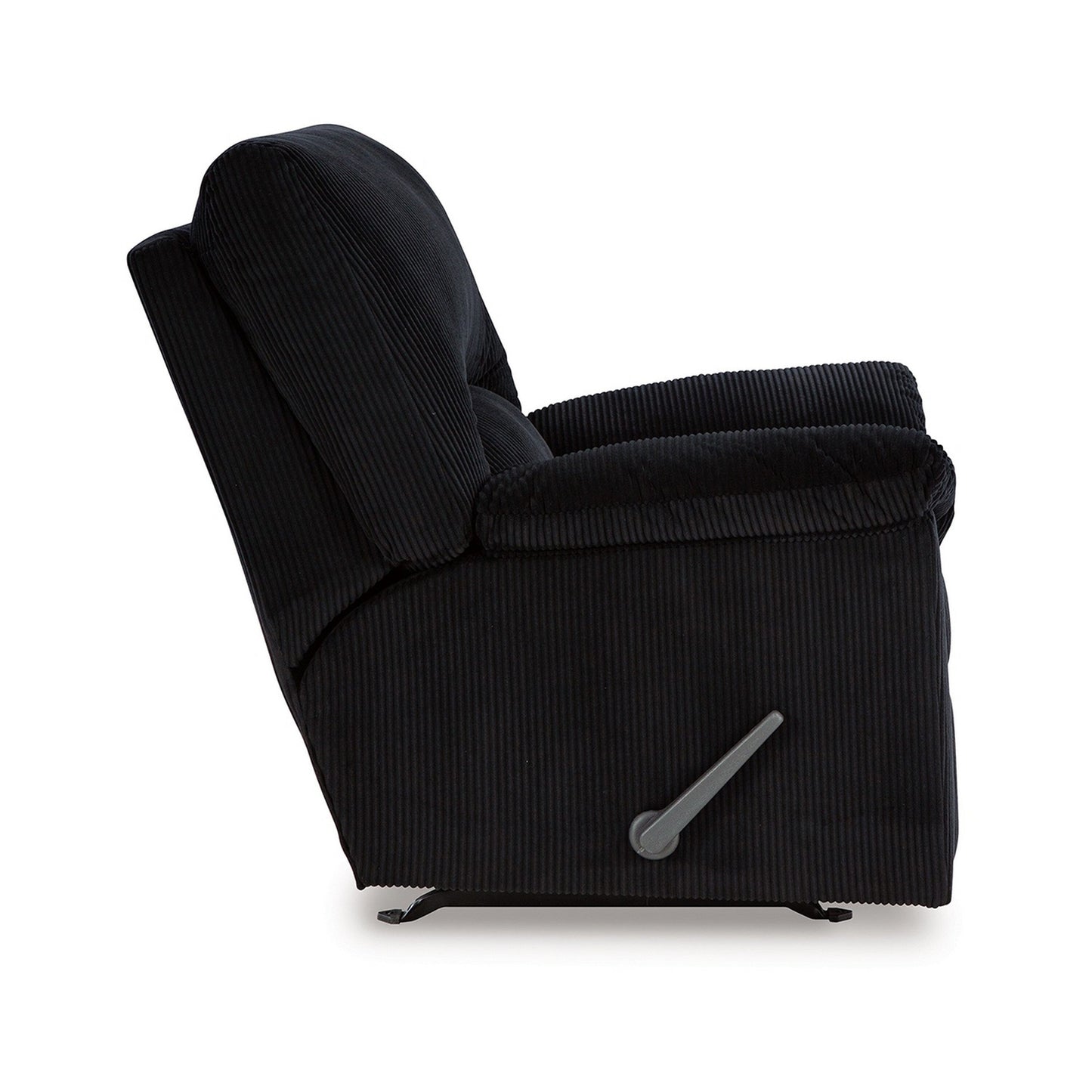 Fauteuil d'appoint inclinable manuel Simy, 40 pouces, velours côtelé polyester noir