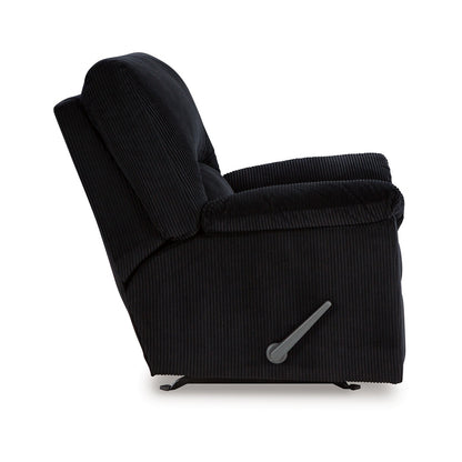 Fauteuil d'appoint inclinable manuel Simy, 40 pouces, velours côtelé polyester noir