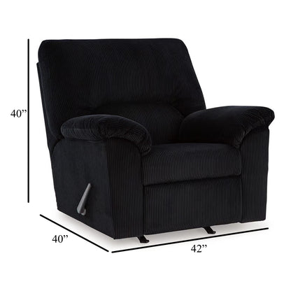 Fauteuil d'appoint inclinable manuel Simy, 40 pouces, velours côtelé polyester noir