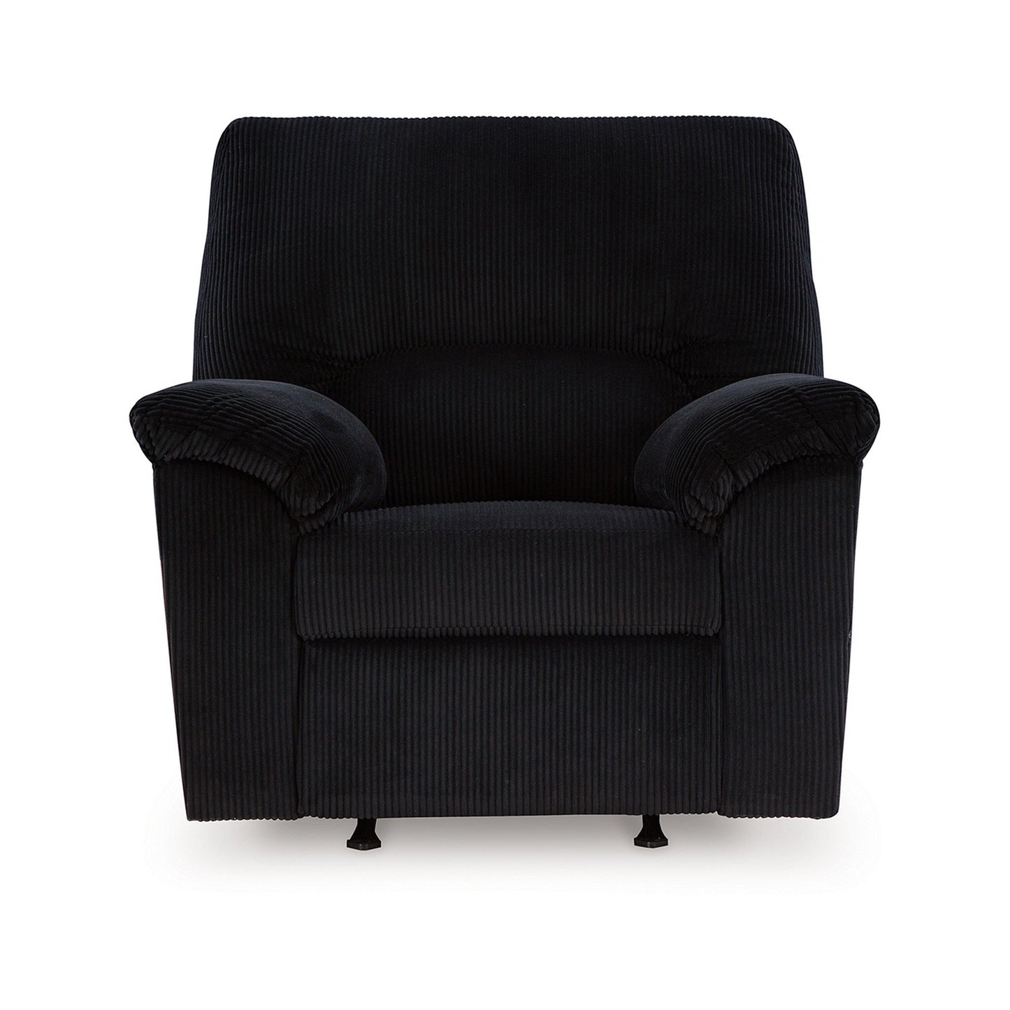 Fauteuil d'appoint inclinable manuel Simy, 40 pouces, velours côtelé polyester noir