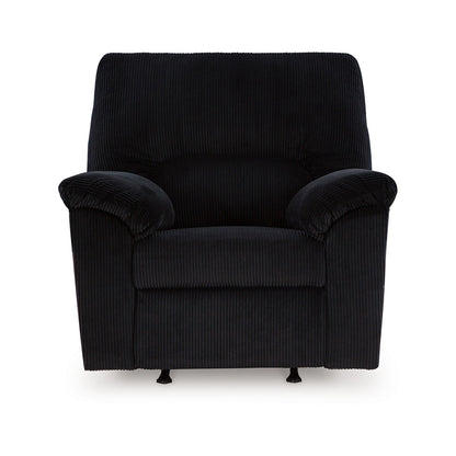 Fauteuil d'appoint inclinable manuel Simy, 40 pouces, velours côtelé polyester noir