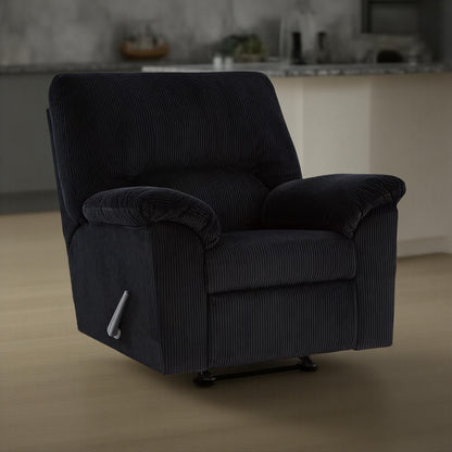Fauteuil d'appoint inclinable manuel Simy, 40 pouces, velours côtelé polyester noir