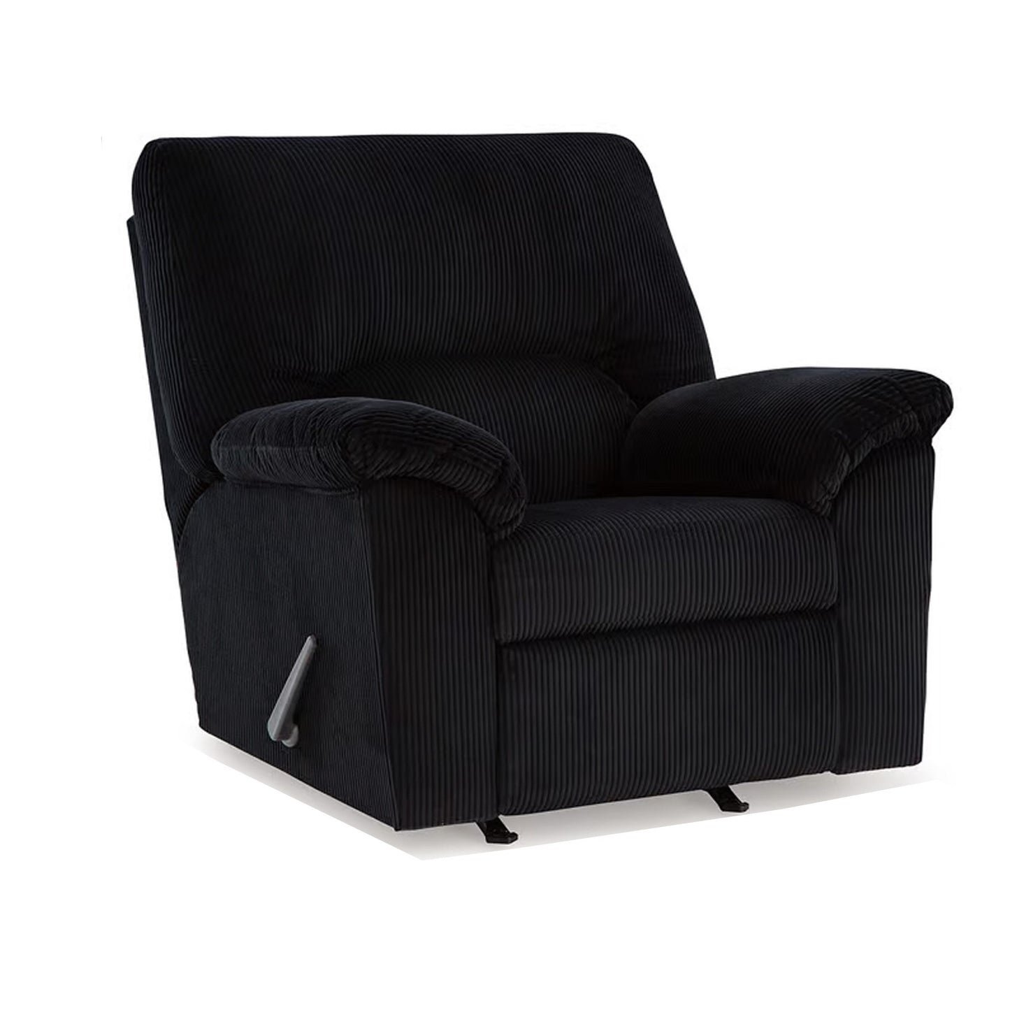 Fauteuil d'appoint inclinable manuel Simy, 40 pouces, velours côtelé polyester noir