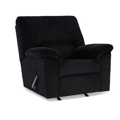 Fauteuil d'appoint inclinable manuel Simy, 40 pouces, velours côtelé polyester noir