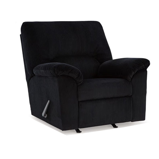 Fauteuil d'appoint inclinable manuel Simy, 40 pouces, velours côtelé polyester noir