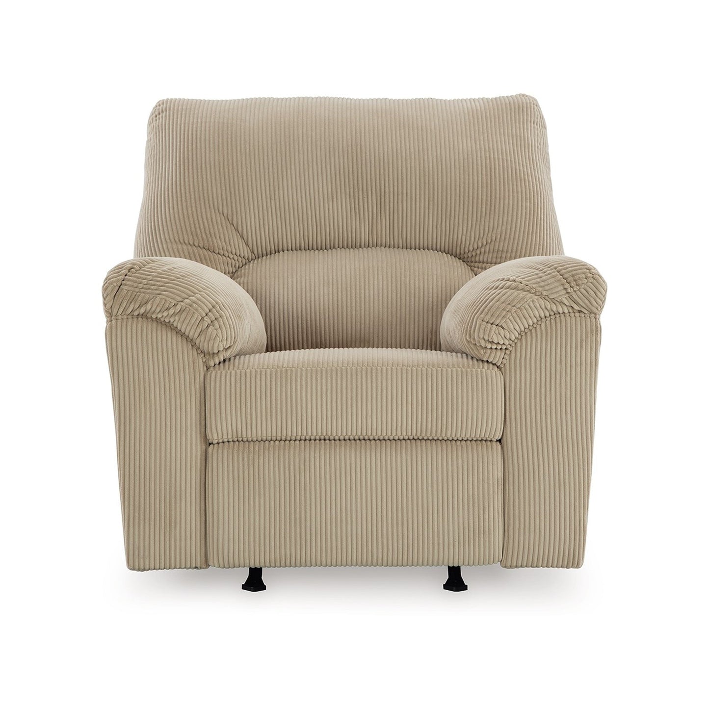 Fauteuil inclinable à bascule Simy, accoudoirs coussinés, velours côtelé blanc crème
