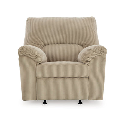 Fauteuil inclinable à bascule Simy, accoudoirs coussinés, velours côtelé blanc crème