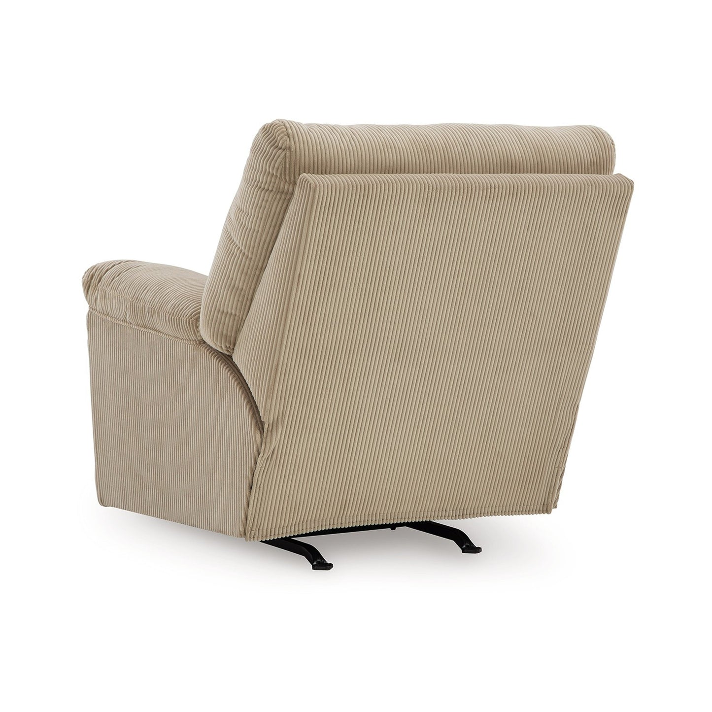 Fauteuil inclinable à bascule Simy, accoudoirs coussinés, velours côtelé blanc crème