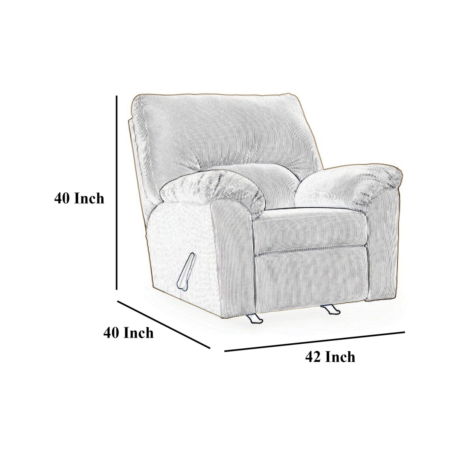 Fauteuil inclinable à bascule Simy, accoudoirs coussinés, velours côtelé bleu marine foncé