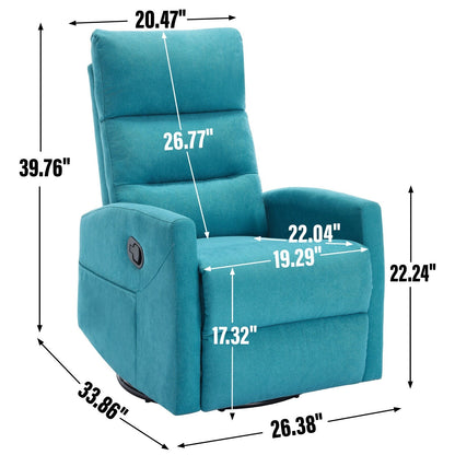 Canapé inclinable manuel simple pour adultes, fauteuil inclinable pivotant à 360° en tissu avec dossier coussiné et accoudoirs carrés, chaises de chambre d'enfant