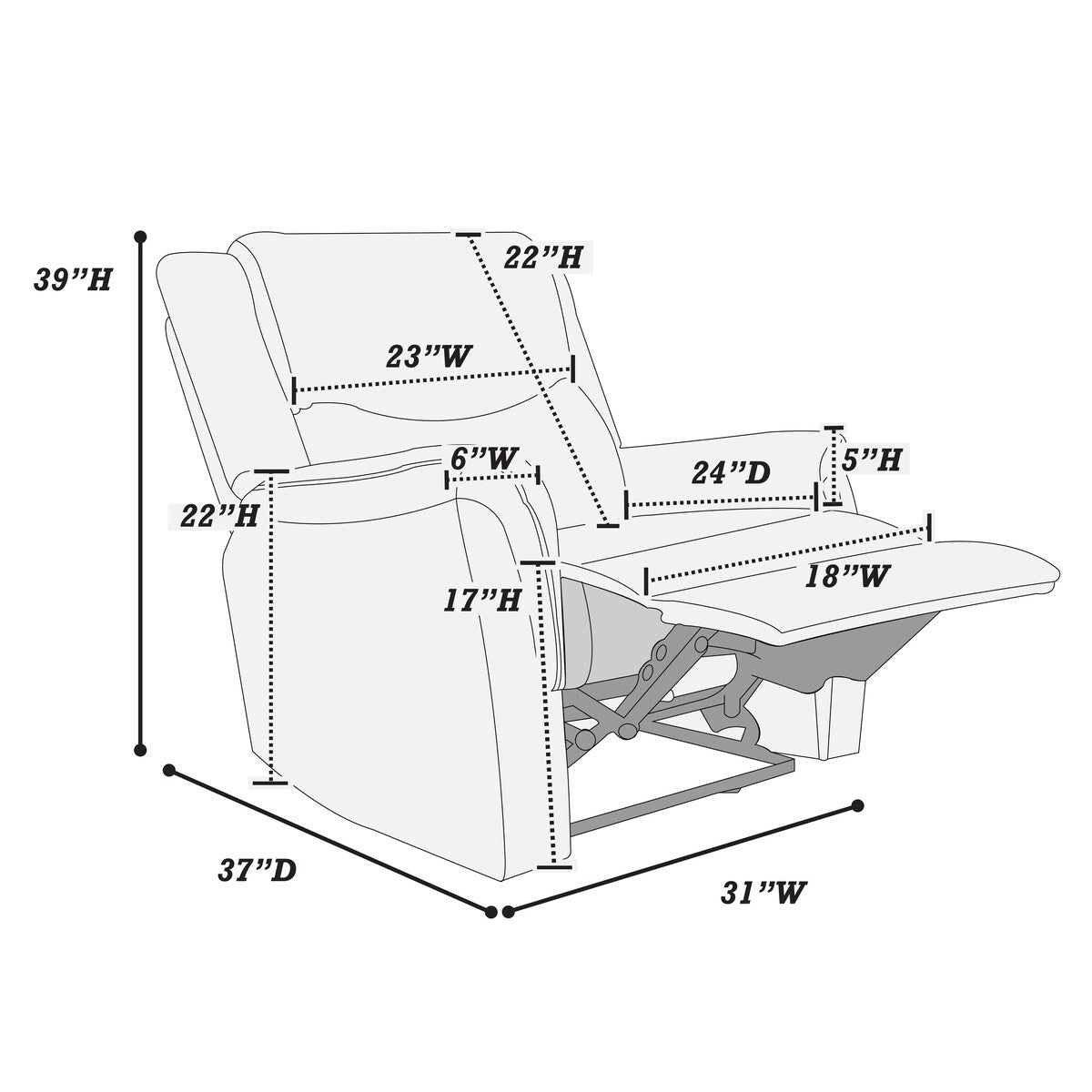 Fauteuil inclinable simple Poundex