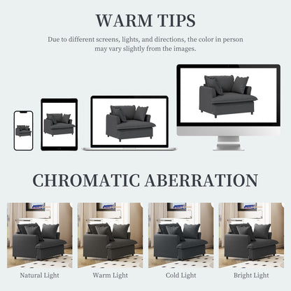 Module de canapé 1 place pour canapé sectionnel modulaire, fauteuil à assise large en chenille avec coussins, canapé 1 place rembourré