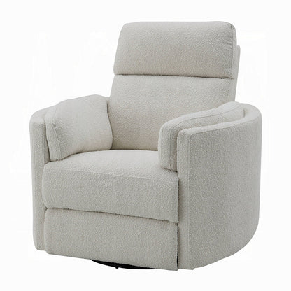 Fauteuil inclinable pivotant Siri, boucle beige moelleuse, coussin moelleux