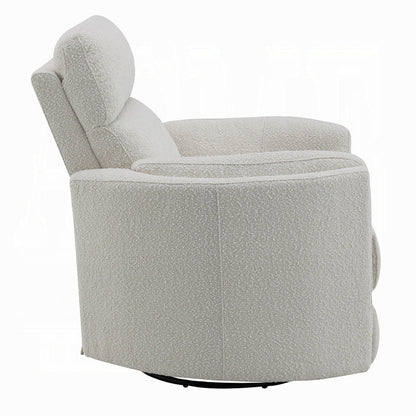 Fauteuil inclinable pivotant Siri, boucle beige moelleuse, coussin moelleux