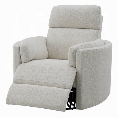 Fauteuil inclinable pivotant Siri, boucle beige moelleuse, coussin moelleux