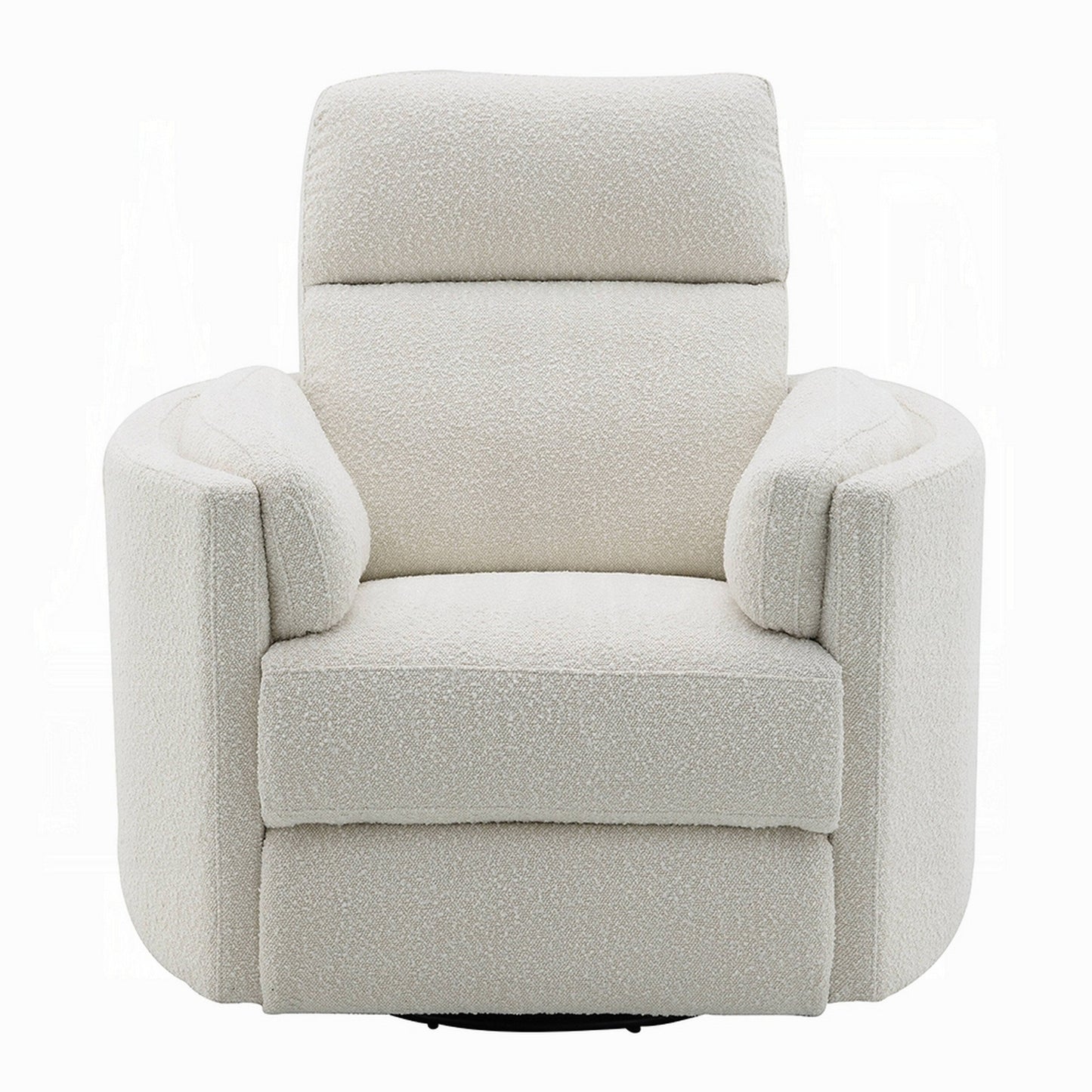Fauteuil inclinable pivotant Siri, boucle beige moelleuse, coussin moelleux