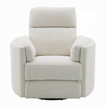 Fauteuil inclinable pivotant Siri, boucle beige moelleuse, coussin moelleux