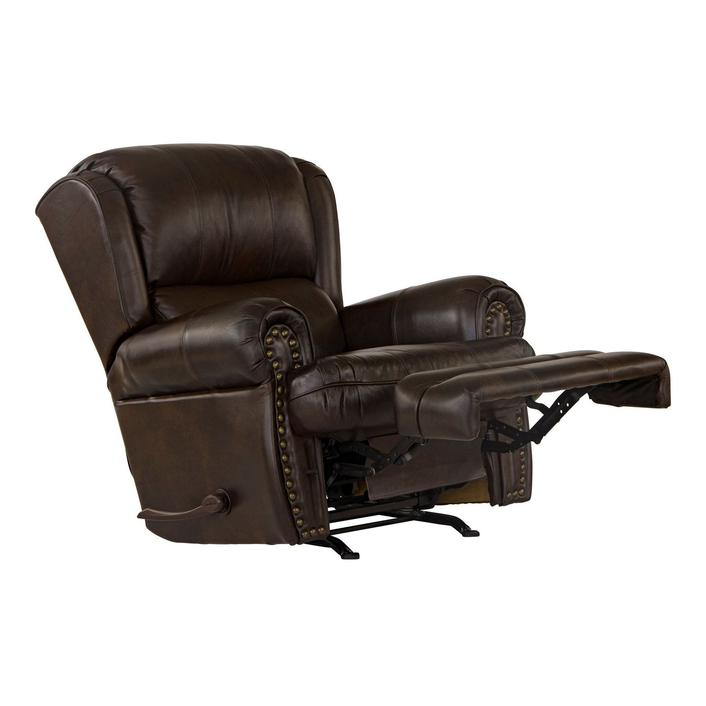 Fauteuil inclinable à bascule en cuir italien Skelt, chocolat