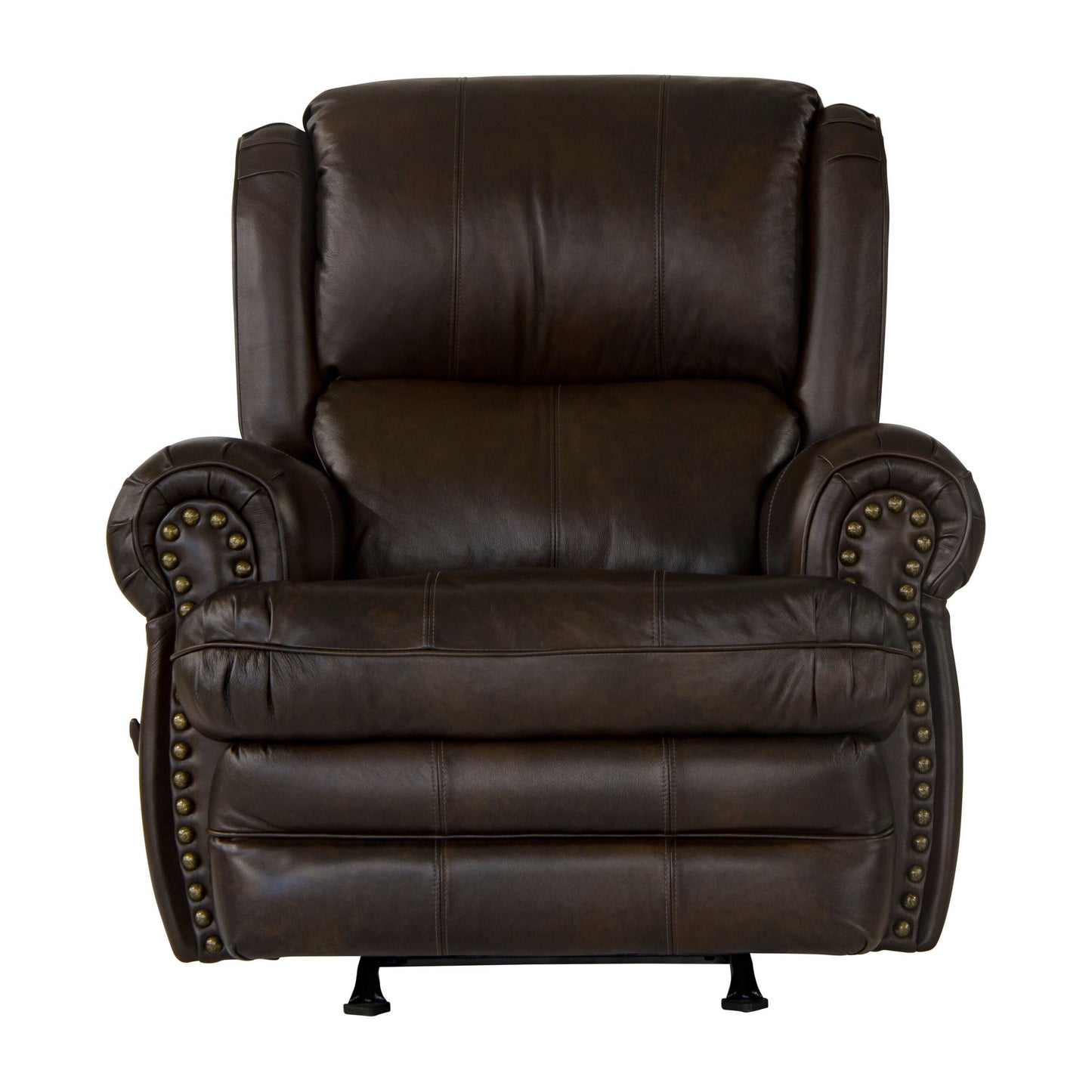 Fauteuil inclinable à bascule en cuir italien Skelt, chocolat