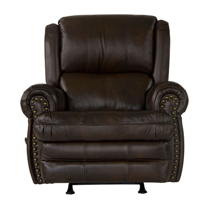 Fauteuil inclinable à bascule en cuir italien Skelt, chocolat