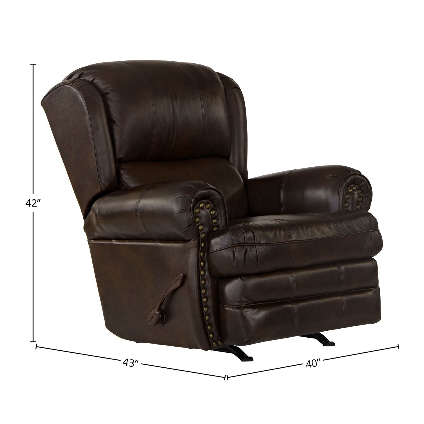 Fauteuil inclinable à bascule en cuir italien Skelt, chocolat