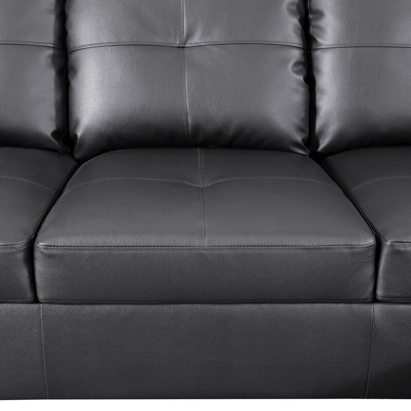 Ensemble de canapés élégants 3 pièces en similicuir noir, une élégance moderne pour votre salon