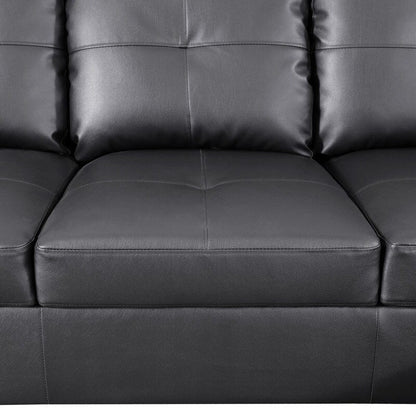 Ensemble de canapés élégants 3 pièces en similicuir noir, une élégance moderne pour votre salon