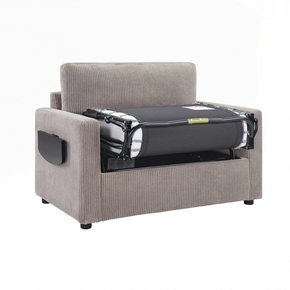 Canapé-lit deux places avec matelas pliable, poche de rangement et deux ports USB - 2 places