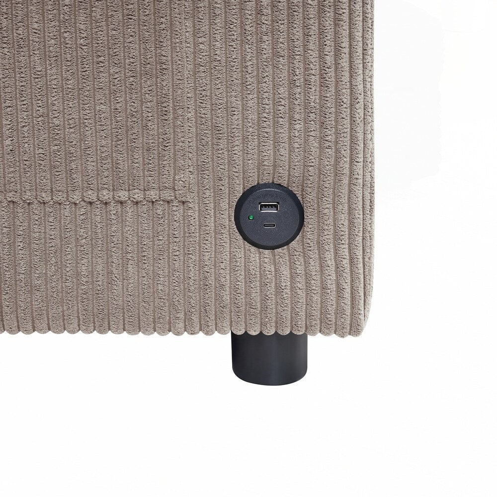 Canapé-lit deux places avec matelas pliable, poche de rangement et deux ports USB - 2 places