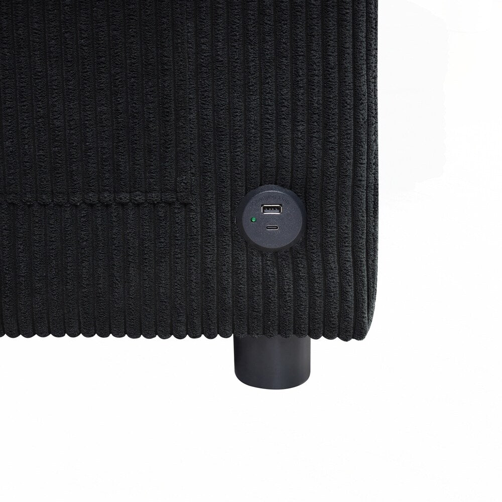 Canapé-lit deux places avec matelas pliable, poche de rangement et deux ports USB - 2 places