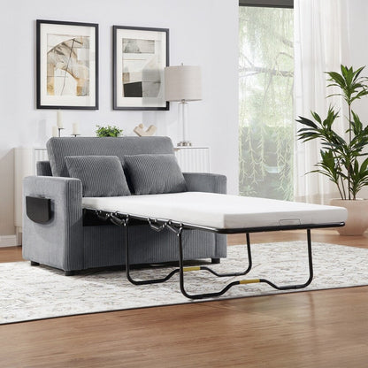 Canapé-lit deux places avec matelas pliable, poche de rangement et deux ports USB - 2 places