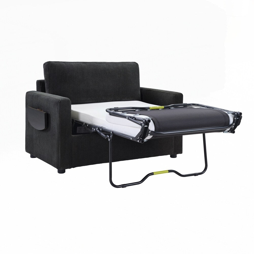 Canapé-lit deux places avec matelas pliable, poche de rangement et deux ports USB - 2 places