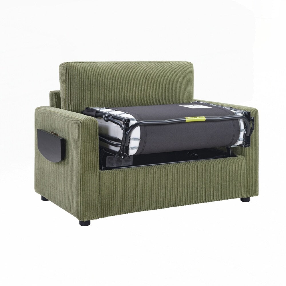 Canapé-lit deux places avec matelas pliable, poche de rangement et deux ports USB - 2 places