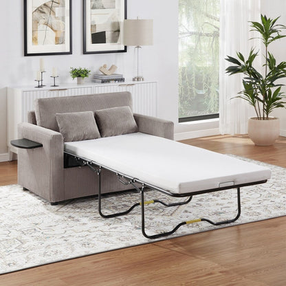 Canapé-lit deux places avec matelas pliable, poche de rangement et deux ports USB - 2 places