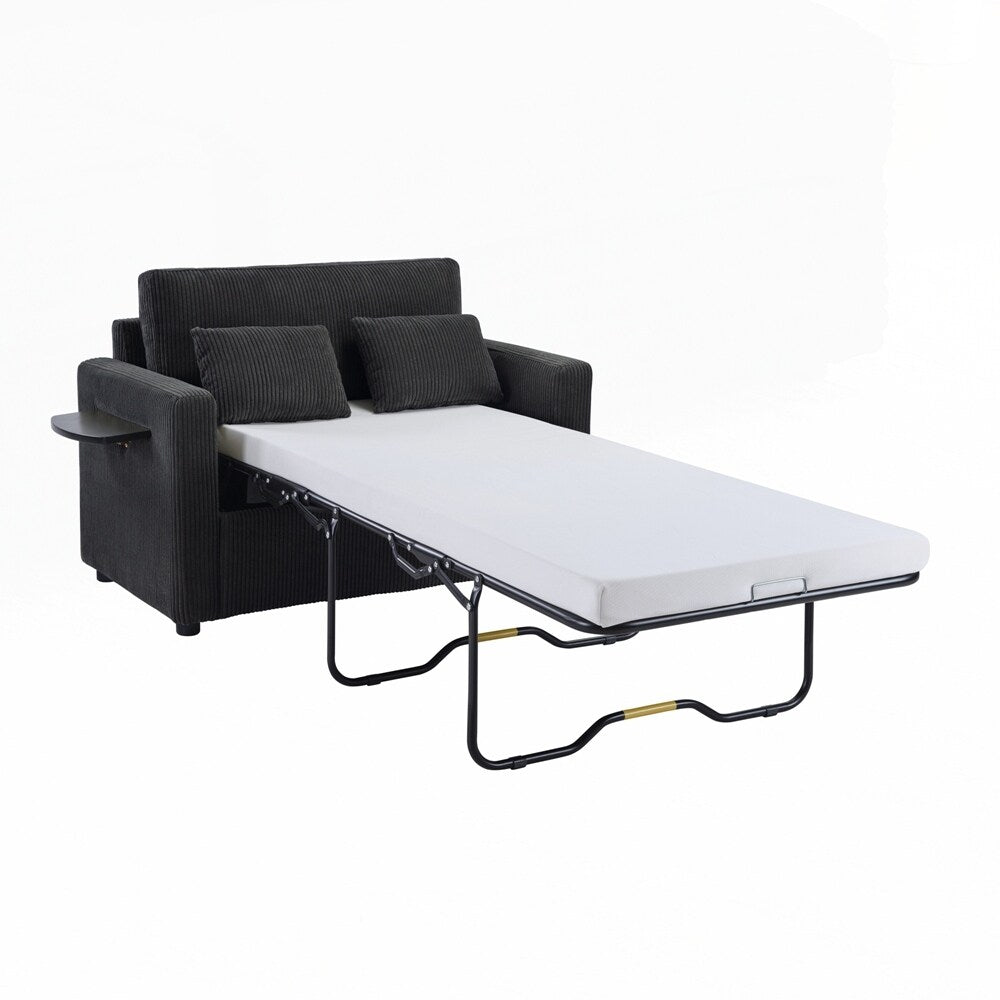 Canapé-lit deux places avec matelas pliable, poche de rangement et deux ports USB - 2 places