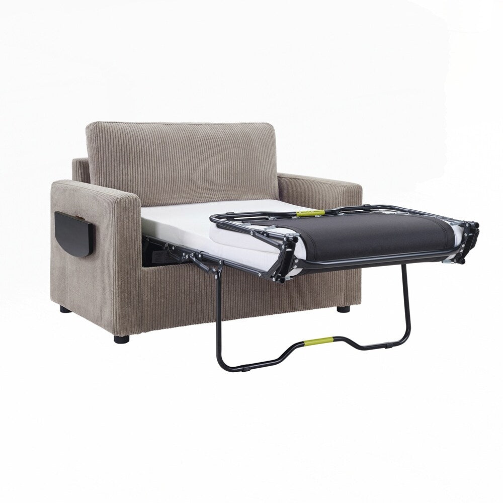 Canapé-lit deux places avec matelas pliable, poche de rangement et deux ports USB - 2 places