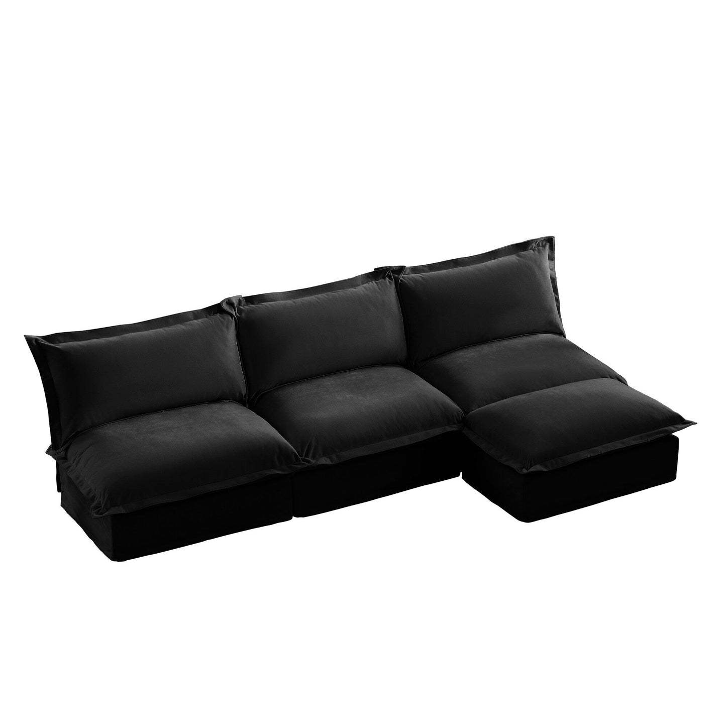 Canapé 3 places modulaire moderne rembourré sans accoudoirs avec housse et pouf réversible