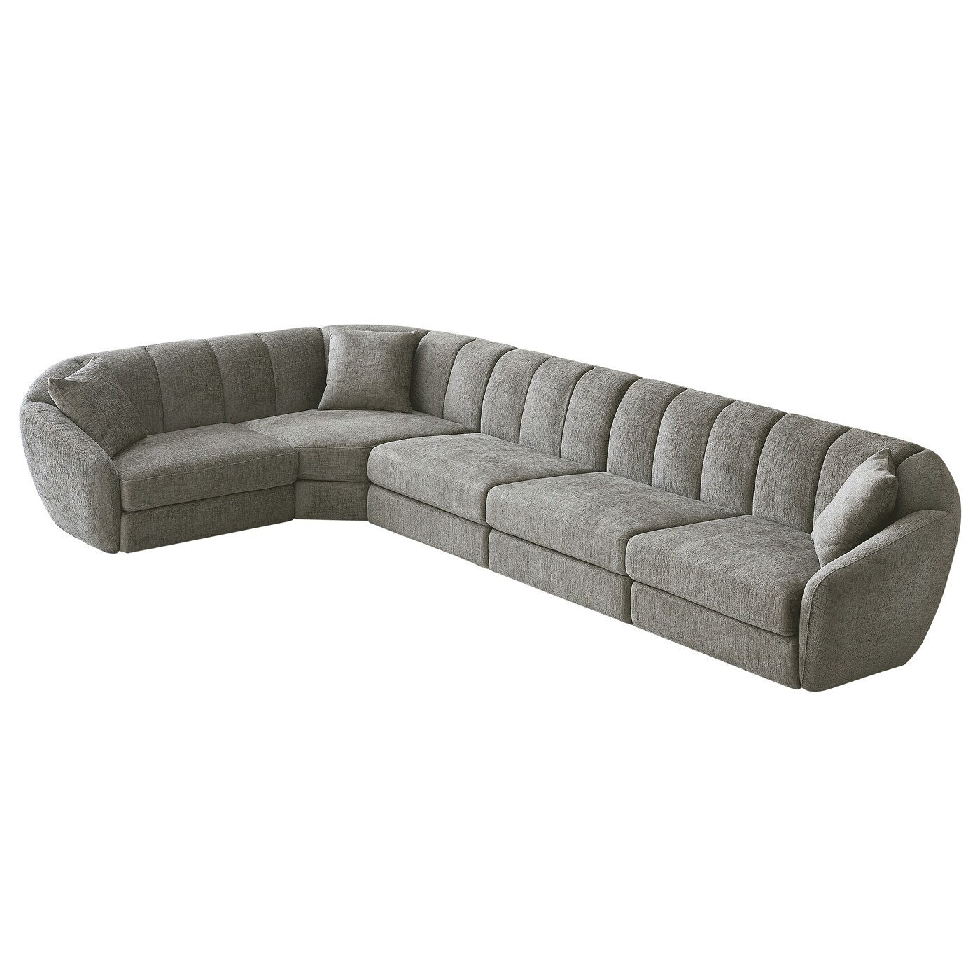 Canapé sectionnel rectangulaire en tissu chenille avec accoudoirs inclinés Canapé festonné