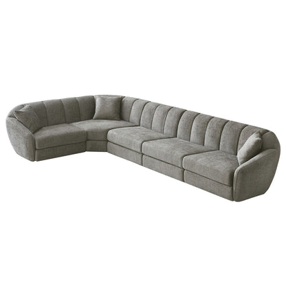 Canapé sectionnel rectangulaire en tissu chenille avec accoudoirs inclinés Canapé festonné