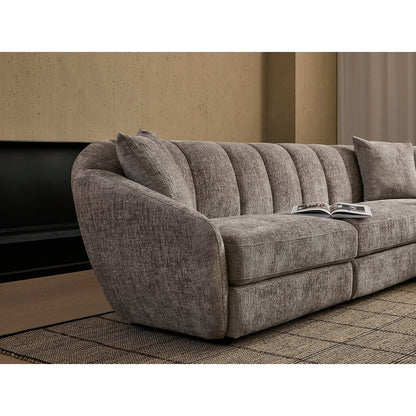 Canapé sectionnel rectangulaire en tissu chenille avec accoudoirs inclinés Canapé festonné