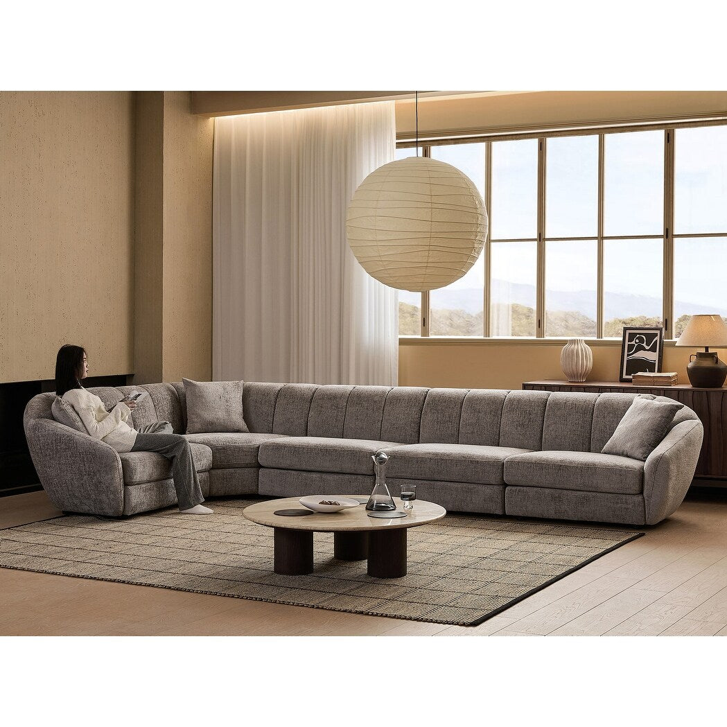 Canapé sectionnel rectangulaire en tissu chenille avec accoudoirs inclinés Canapé festonné