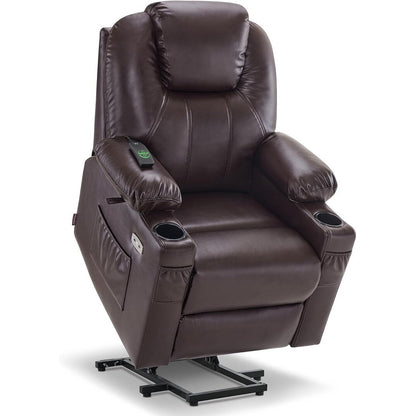 Fauteuil inclinable électrique MCombo Small avec massage et chauffage pour personnes âgées, 3 positions et ports USB, similicuir 7141