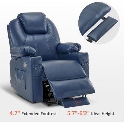 Fauteuil inclinable électrique MCombo Small avec massage et chauffage pour personnes âgées, 3 positions et ports USB, similicuir 7141