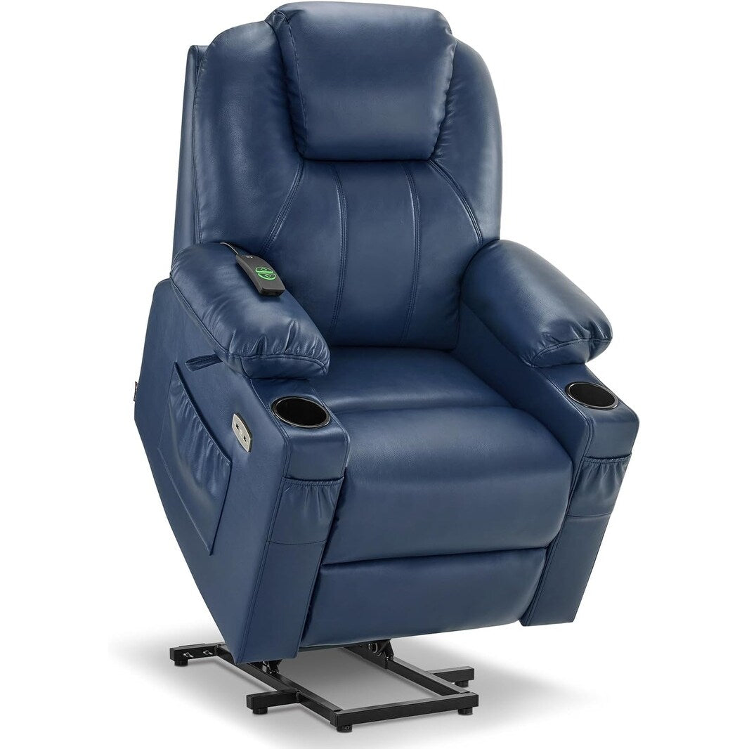 Fauteuil inclinable électrique MCombo Small avec massage et chauffage pour personnes âgées, 3 positions et ports USB, similicuir 7141