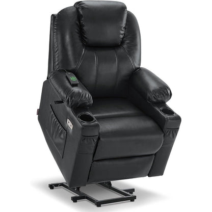 Fauteuil inclinable électrique MCombo Small avec massage et chauffage pour personnes âgées, 3 positions et ports USB, similicuir 7141