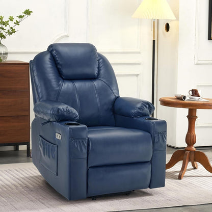 Fauteuil inclinable électrique MCombo Small avec massage et chauffage pour personnes âgées, 3 positions et ports USB, similicuir 7141