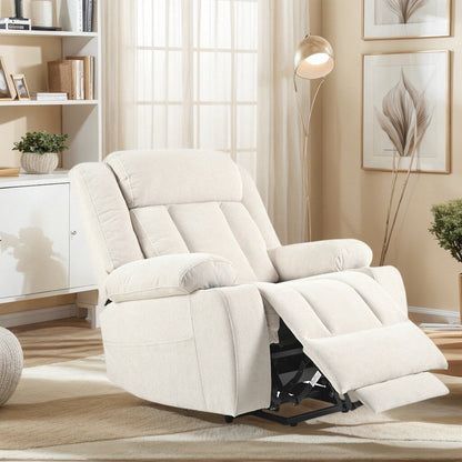Fauteuil inclinable électrique en velours Snowflake avec repose-pieds allongé