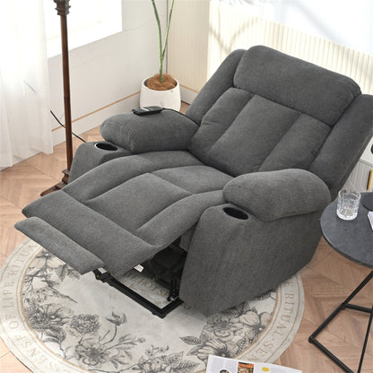 Fauteuil inclinable électrique en velours Snowflake avec repose-pieds allongé