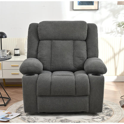 Fauteuil inclinable électrique en velours Snowflake avec repose-pieds allongé